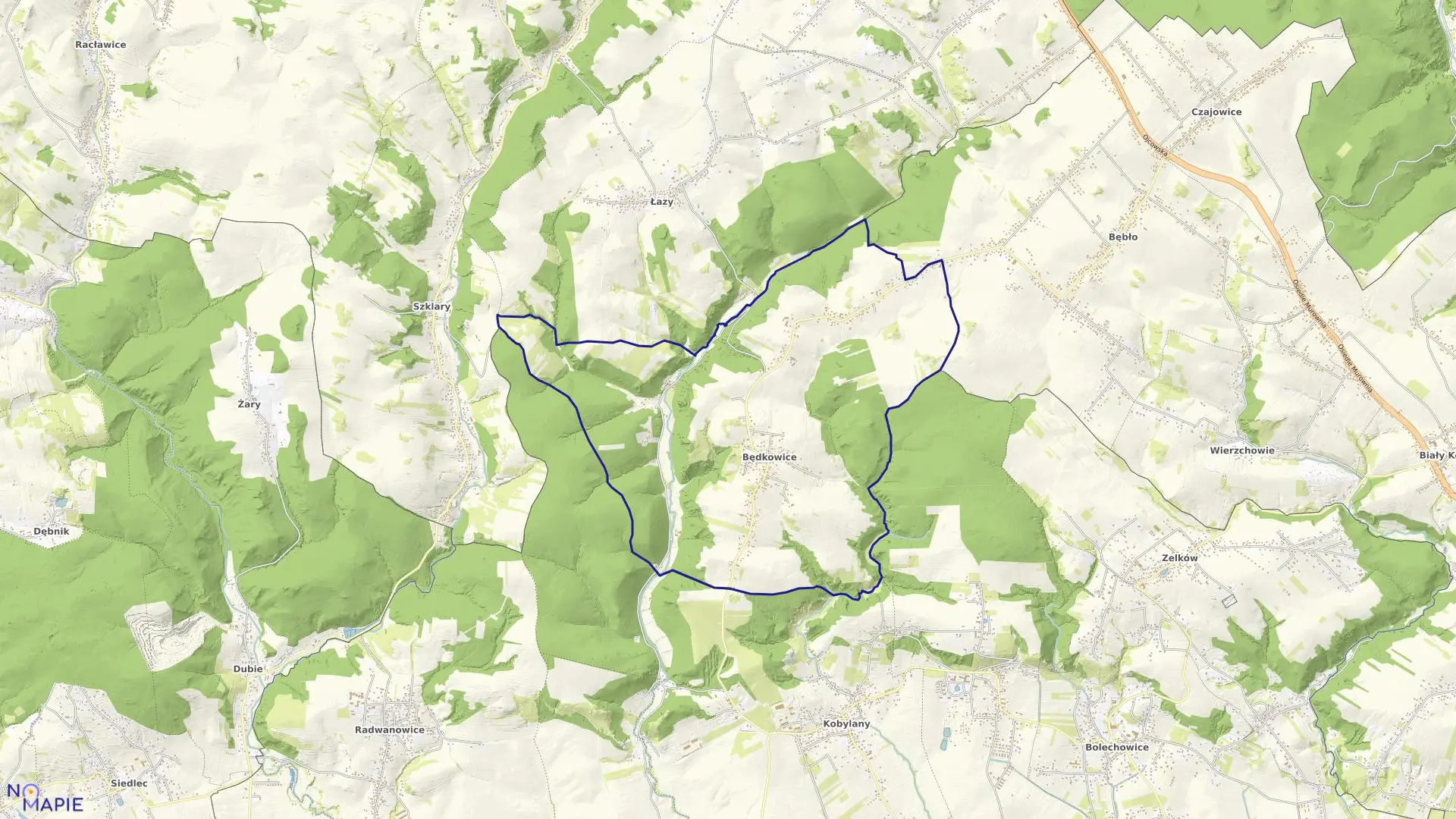 Mapa obrębu Będkowice w gminie Wielka Wieś